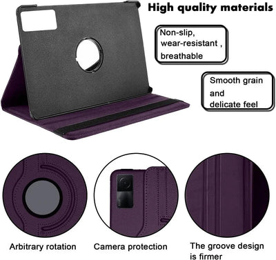 360 Degree Rotating Case for Xiaomi Redmi Pad SE 11" 2023 – PU Leather Tablet Cover with Stand Holder - TheElecnest