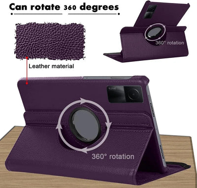 360 Degree Rotating Case for Xiaomi Redmi Pad SE 11" 2023 – PU Leather Tablet Cover with Stand Holder - TheElecnest