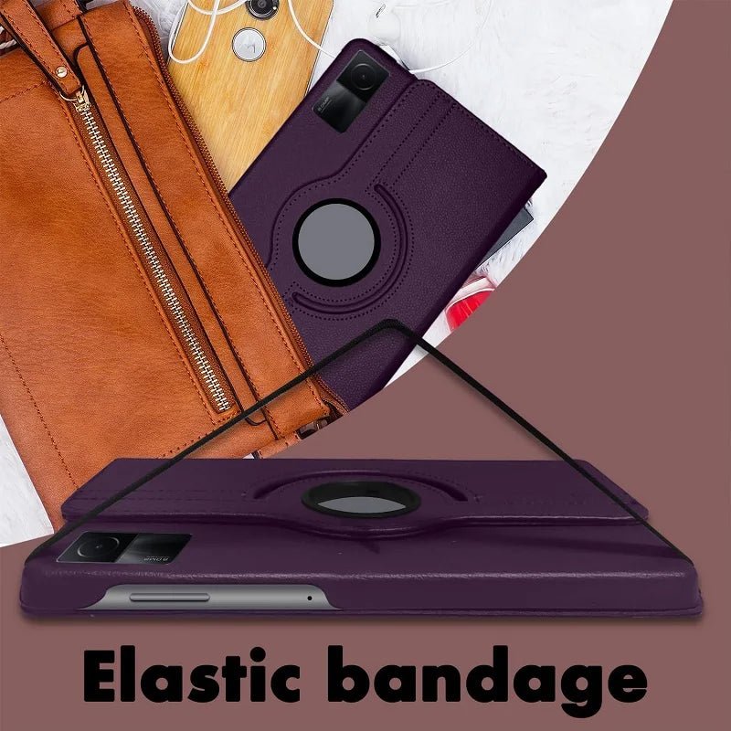 360 Degree Rotating Case for Xiaomi Redmi Pad SE 11" 2023 – PU Leather Tablet Cover with Stand Holder - TheElecnest