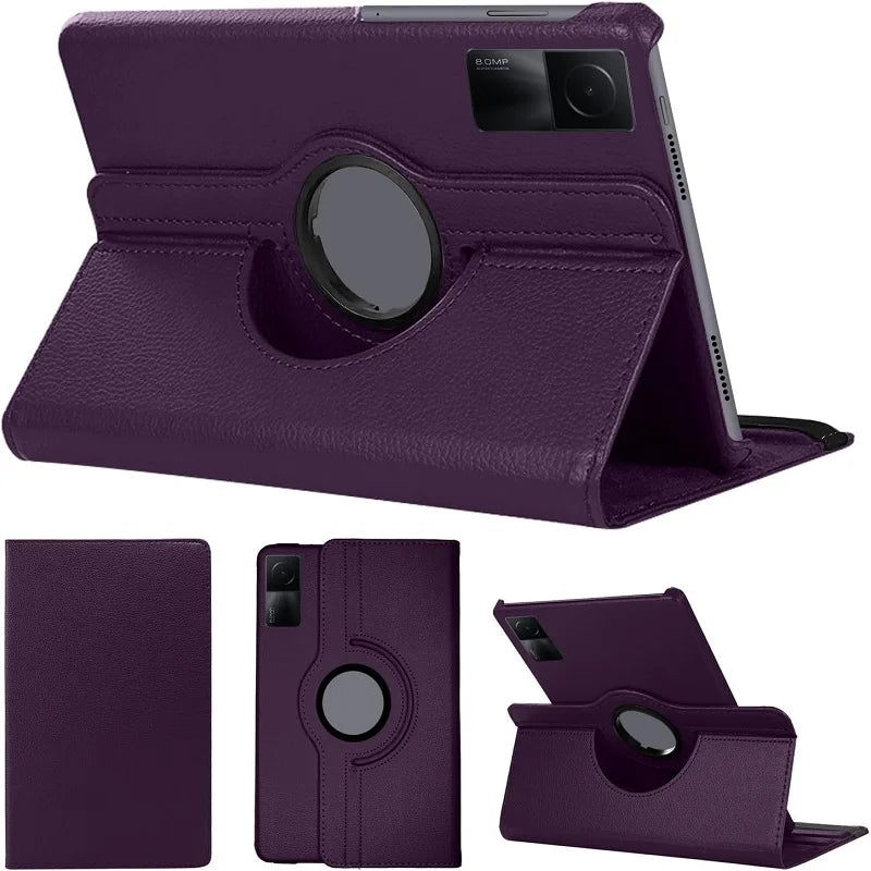 360 Degree Rotating Case for Xiaomi Redmi Pad SE 11" 2023 – PU Leather Tablet Cover with Stand Holder - TheElecnest