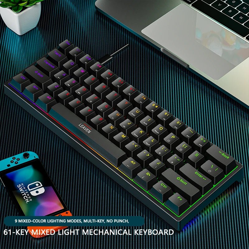 61 - Key RGB Mechanical Keyboard – Hot - Swappable Red & Blue Switch, Type - C Wired - TheElecnest