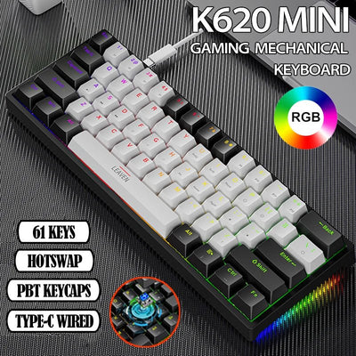61 - Key RGB Mechanical Keyboard – Hot - Swappable Red & Blue Switch, Type - C Wired - TheElecnest