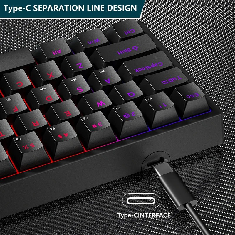 61 - Key RGB Mechanical Keyboard – Hot - Swappable Red & Blue Switch, Type - C Wired - TheElecnest
