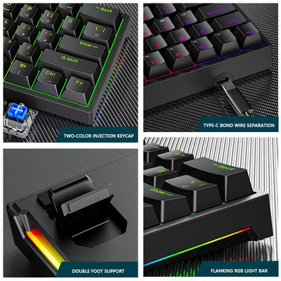 61 - Key RGB Mechanical Keyboard – Hot - Swappable Red & Blue Switch, Type - C Wired - TheElecnest