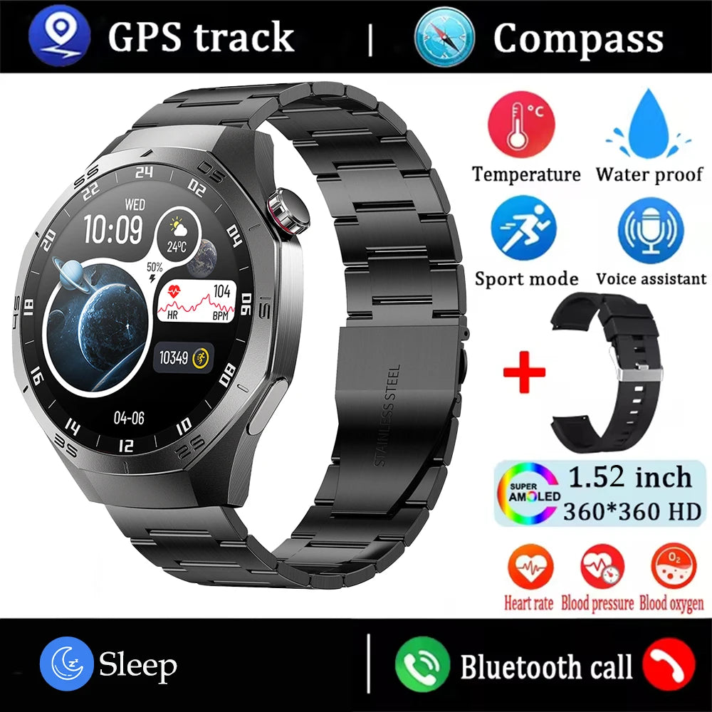 AMOLED GPS Smartwatch 2025 – Waterproof, Bluetooth Calling, Heart Rate, Fitness Tracker (Android & iOS)