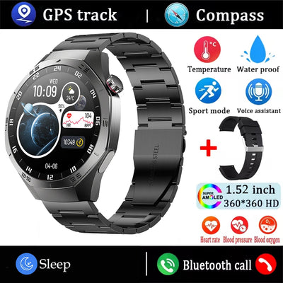 AMOLED GPS Smartwatch 2025 – Waterproof, Bluetooth Calling, Heart Rate, Fitness Tracker (Android & iOS)