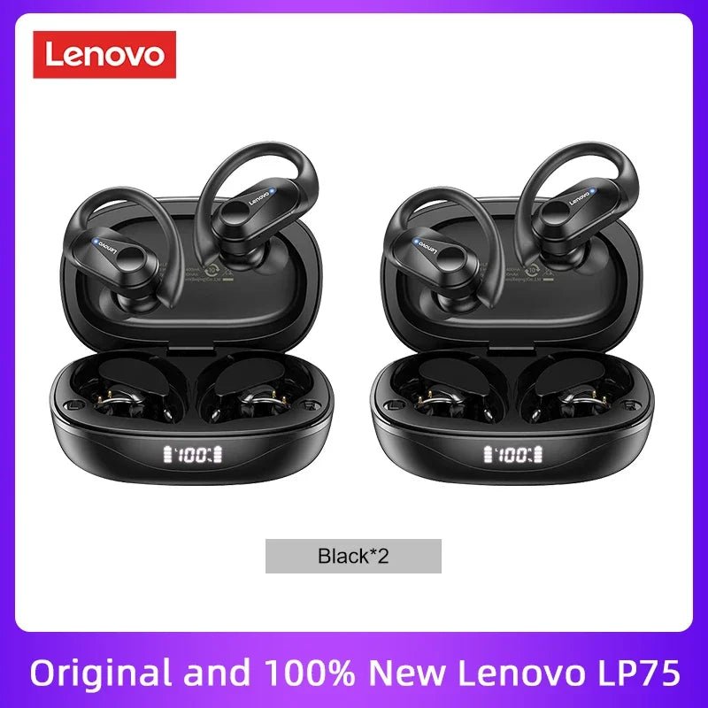🎧 Lenovo LP75 Wireless Bluetooth Earphones – Deep Bass, Waterproof, Long Battery Life