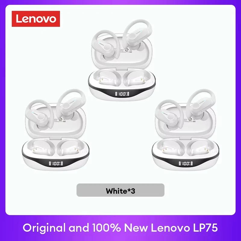🎧 Lenovo LP75 Wireless Bluetooth Earphones – Deep Bass, Waterproof, Long Battery Life