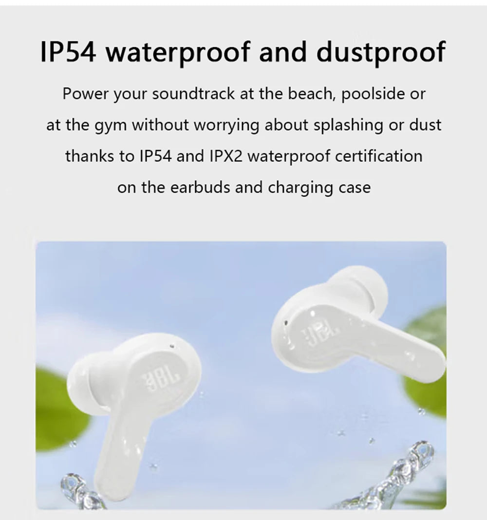 From the beach to the bike trail, the IP54-certified earbuds and IPX2 charging case are water and dust resistant for all-