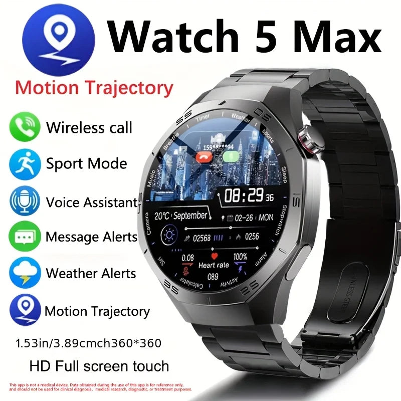 AMOLED GPS Smartwatch 2025 – Waterproof, Bluetooth Calling, Heart Rate, Fitness Tracker (Android & iOS)