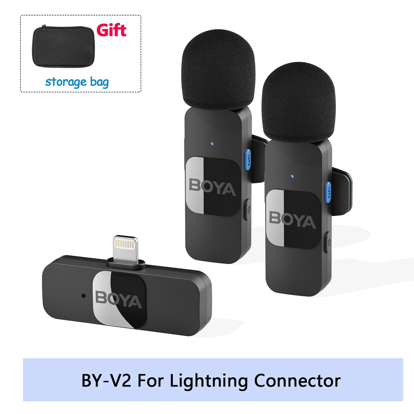 BOYA BY-V2 Wireless Lavalier Microphone – iPhone, Android, Vlog & Recording