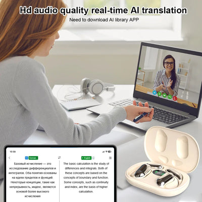3-in-1 AI Real-Time Language Translator Earbuds – Smart Voice Translation Headphones