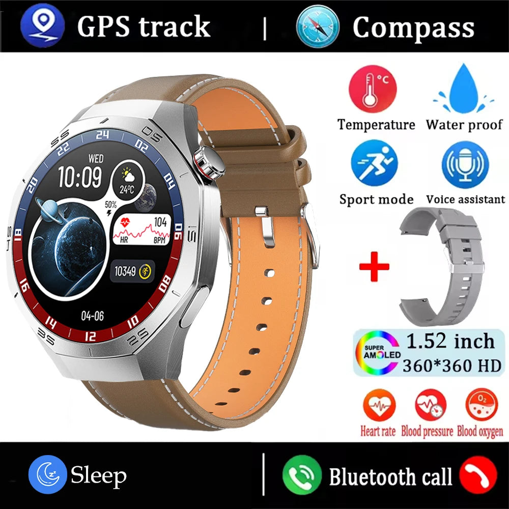 AMOLED GPS Smartwatch 2025 – Waterproof, Bluetooth Calling, Heart Rate, Fitness Tracker (Android & iOS)