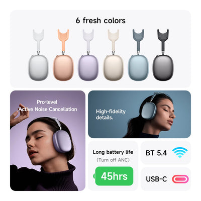 HOCO Wireless Headphones – Waterproof Bluetooth Headset with Active Noise Cancellation & Long Battery Life
