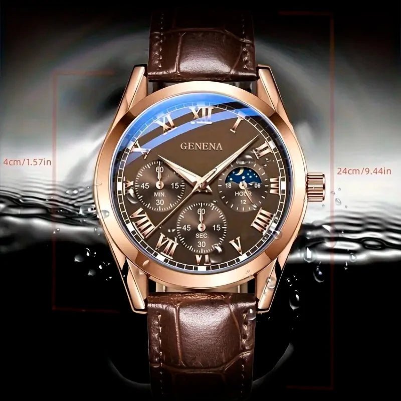 Elegant Roman Quartz Wristwatch with Leather Band – Fashion & Casual Style