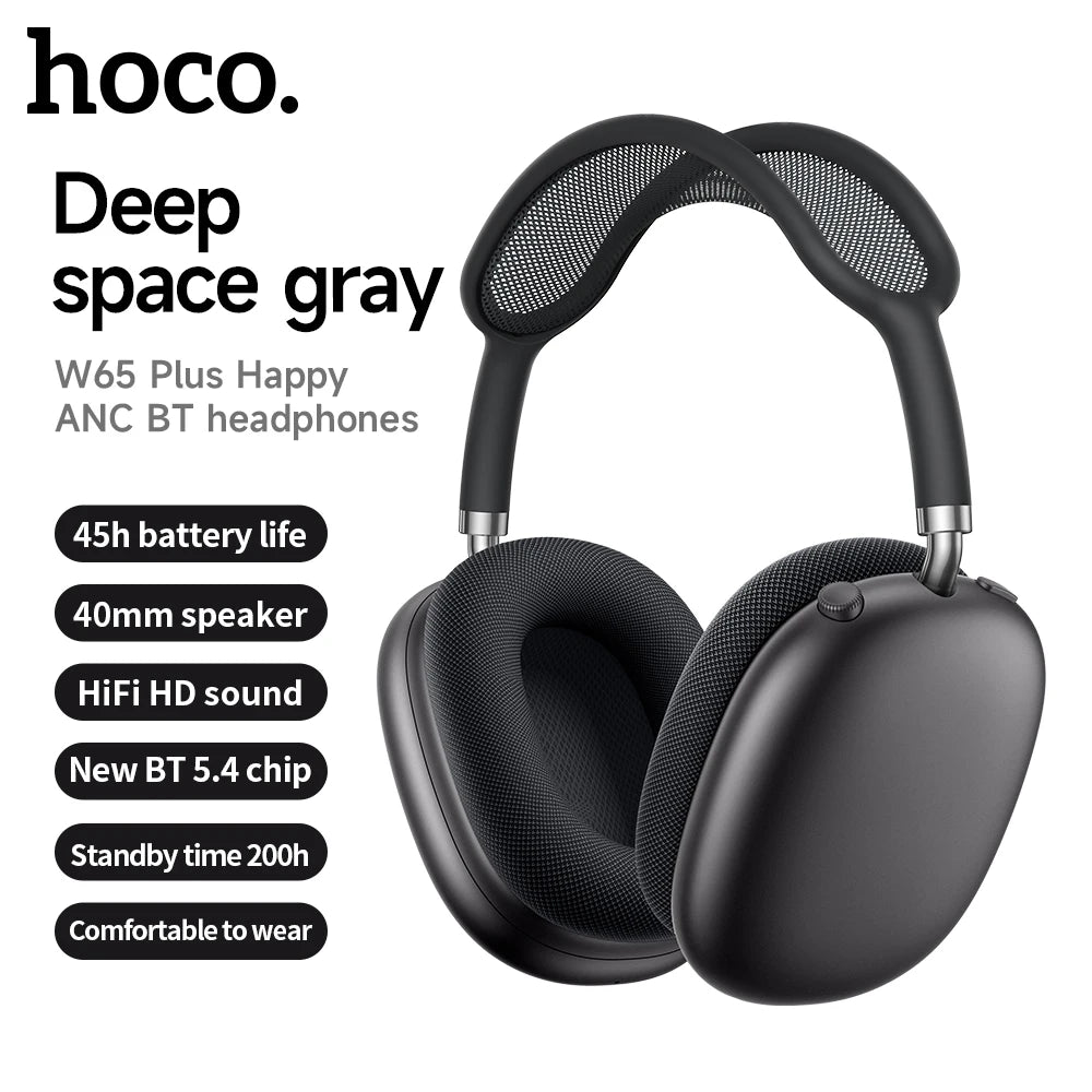 HOCO Wireless Headphones – Waterproof Bluetooth Headset with Active Noise Cancellation & Long Battery Life