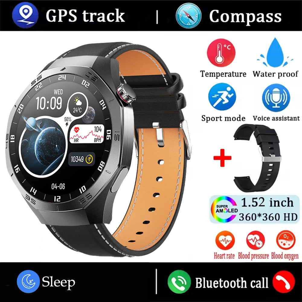AMOLED GPS Smartwatch 2025 – Waterproof, Bluetooth Calling, Heart Rate, Fitness Tracker (Android & iOS)