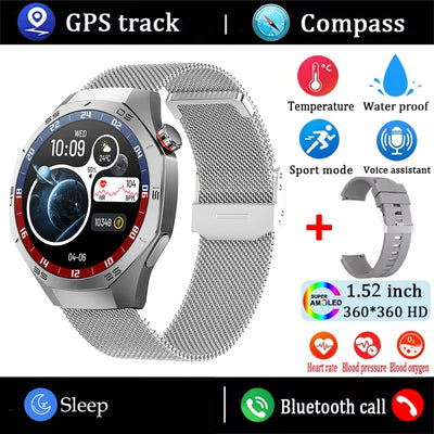 AMOLED GPS Smartwatch 2025 – Waterproof, Bluetooth Calling, Heart Rate, Fitness Tracker (Android & iOS)