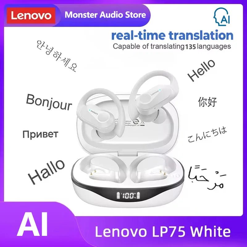 🎧 Lenovo LP75 Wireless Bluetooth Earphones – Deep Bass, Waterproof, Long Battery Life