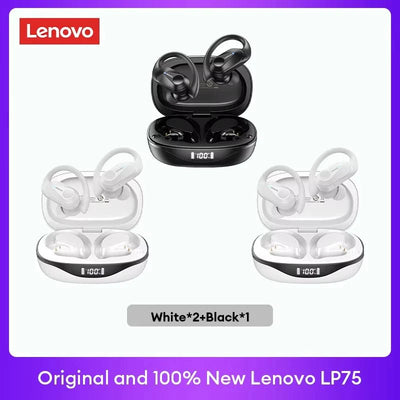 🎧 Lenovo LP75 Wireless Bluetooth Earphones – Deep Bass, Waterproof, Long Battery Life