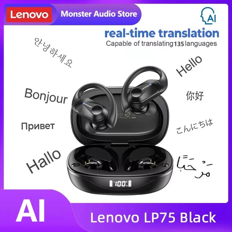 🎧 Lenovo LP75 Wireless Bluetooth Earphones – Deep Bass, Waterproof, Long Battery Life