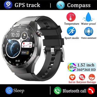 AMOLED GPS Smartwatch 2025 – Waterproof, Bluetooth Calling, Heart Rate, Fitness Tracker (Android & iOS)