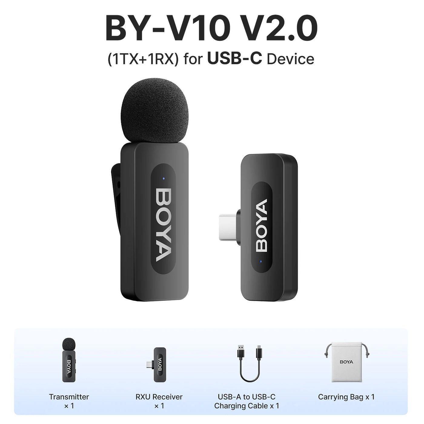 BOYA BY-V2 Wireless Lavalier Microphone – iPhone, Android, Vlog & Recording