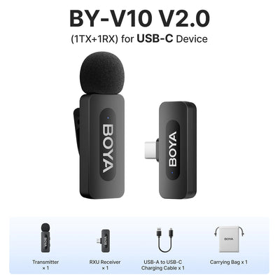BOYA BY-V2 Wireless Lavalier Microphone – iPhone, Android, Vlog & Recording