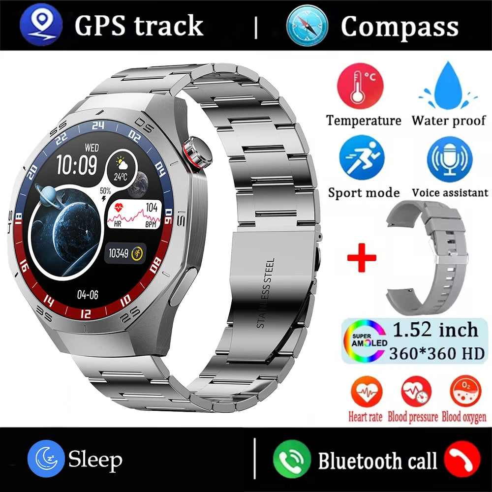 AMOLED GPS Smartwatch 2025 – Waterproof, Bluetooth Calling, Heart Rate, Fitness Tracker (Android & iOS)