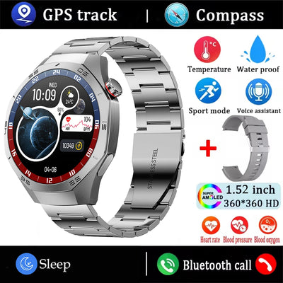 AMOLED GPS Smartwatch 2025 – Waterproof, Bluetooth Calling, Heart Rate, Fitness Tracker (Android & iOS)