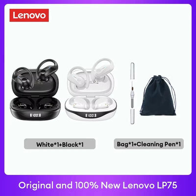 🎧 Lenovo LP75 Wireless Bluetooth Earphones – Deep Bass, Waterproof, Long Battery Life