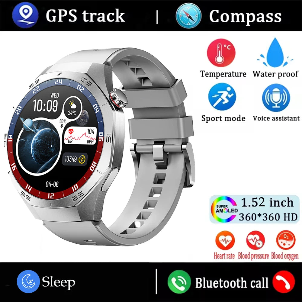 AMOLED GPS Smartwatch 2025 – Waterproof, Bluetooth Calling, Heart Rate, Fitness Tracker (Android & iOS)