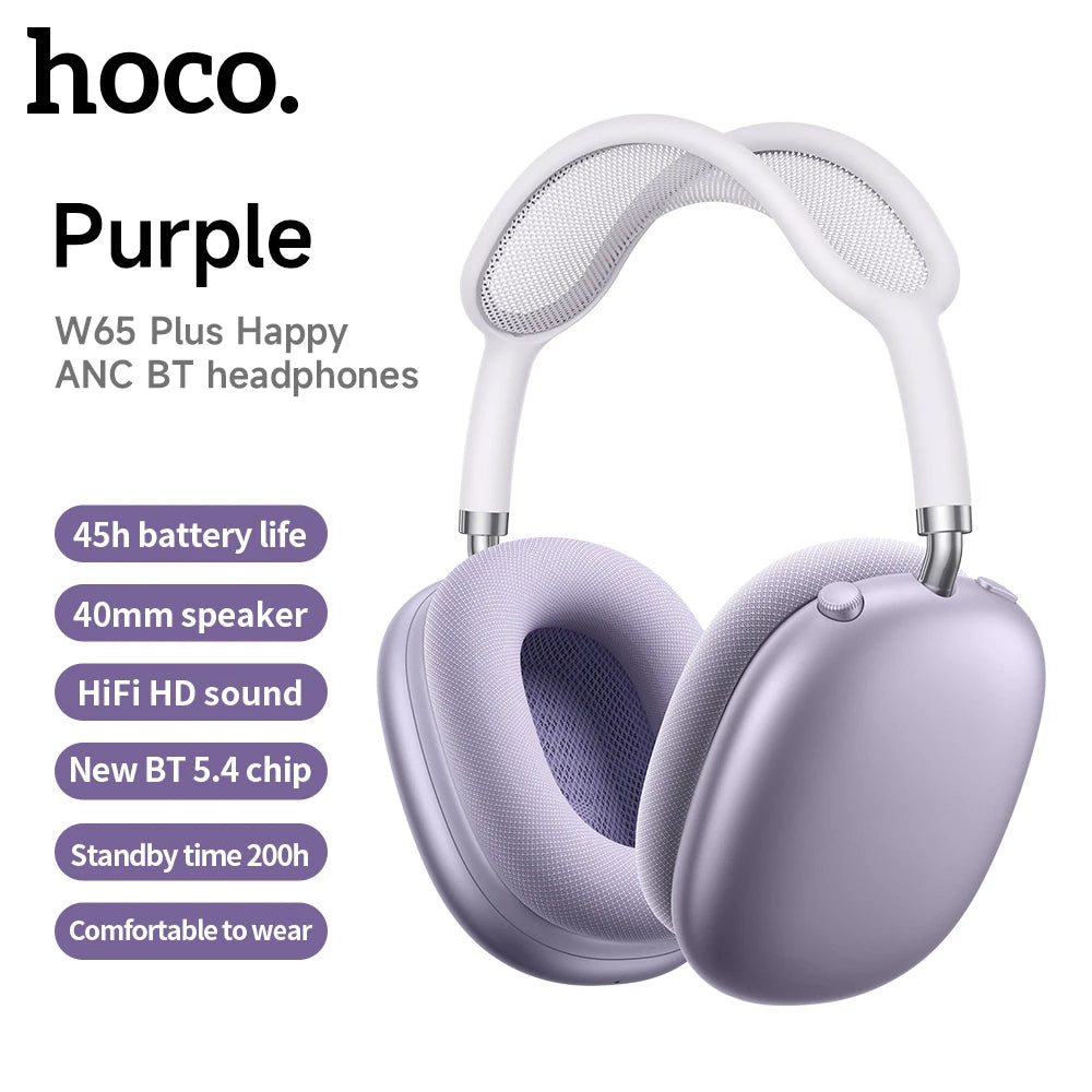HOCO Wireless Headphones – Waterproof Bluetooth Headset with Active Noise Cancellation & Long Battery Life
