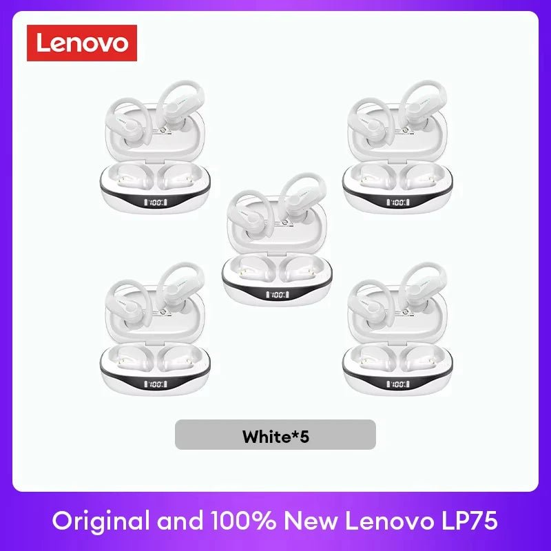 🎧 Lenovo LP75 Wireless Bluetooth Earphones – Deep Bass, Waterproof, Long Battery Life