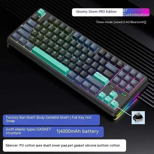 AULA F87Pro Mechanical Keyboard – Hot - Swappable Switches, RGB Backlight, Wireless 2.4GHz - TheElecnest