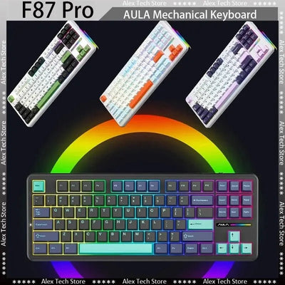 AULA F87Pro Mechanical Keyboard – Hot - Swappable Switches, RGB Backlight, Wireless 2.4GHz - TheElecnest
