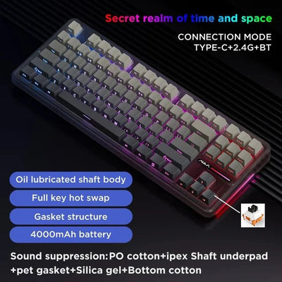 AULA F87Pro Mechanical Keyboard – Hot - Swappable Switches, RGB Backlight, Wireless 2.4GHz - TheElecnest