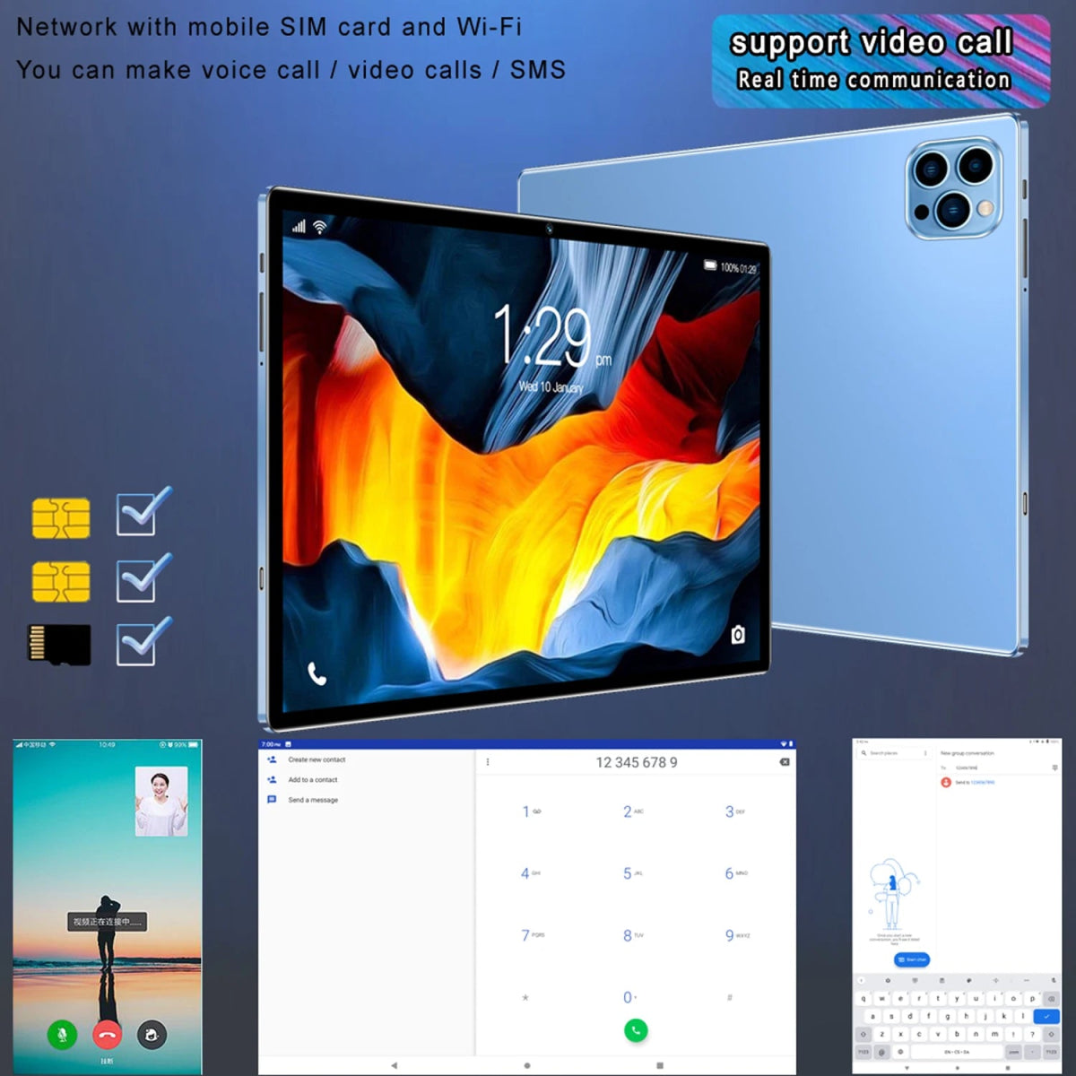 BDF 10.1" Android 13 Tablet – Octa - Core, 4GB RAM, 64GB Storage, Dual Cameras, 3G SIM, WiFi - TheElecnest