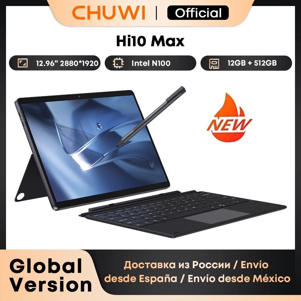 CHUWI Hi10Max 12.96" Tablet – Windows 11, Intel Celeron, 8GB RAM, 512GB SSD, Optional Keyboard & Pen - TheElecnest