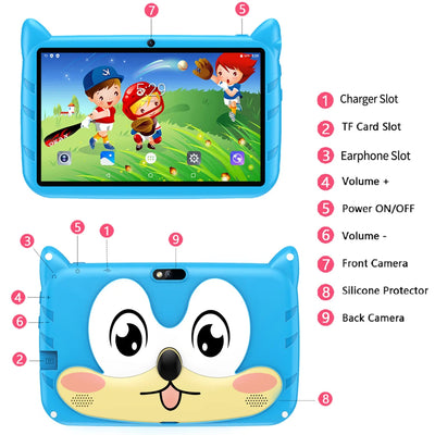 Kids Tablet 7" – Android 13, Quad Core, 4GB RAM, 64GB Storage, Dual Cameras, WiFi - TheElecnest