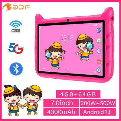 Kids Tablet 7" – Android 13, Quad Core, 4GB RAM, 64GB Storage, Dual Cameras, WiFi - TheElecnest