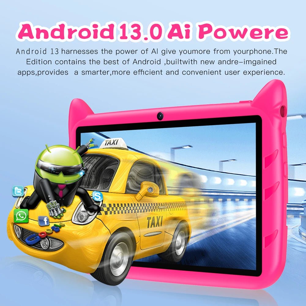 Kids Tablet 7" – Android 13, Quad Core, 4GB RAM, 64GB Storage, Dual Cameras, WiFi - TheElecnest