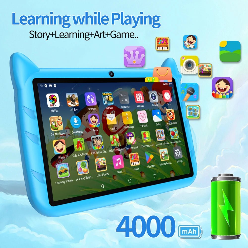 Kids Tablet 7" – Android 13, Quad Core, 4GB RAM, 64GB Storage, Dual Cameras, WiFi - TheElecnest