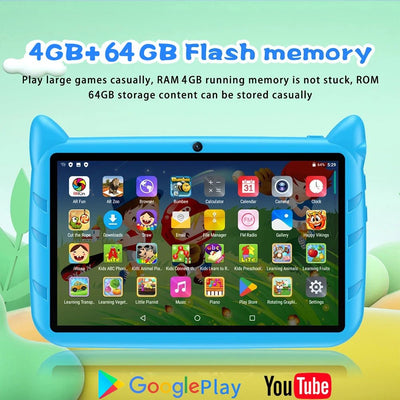Kids Tablet 7" – Android 13, Quad Core, 4GB RAM, 64GB Storage, Dual Cameras, WiFi - TheElecnest