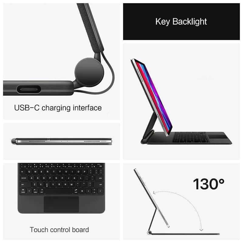 Magic Keyboard for iPad Pro & Air – Wireless Bluetooth, Backlit, Multi - Angle Support, Touchpad - TheElecnest