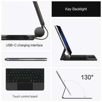 Magic Keyboard for iPad Pro & Air – Wireless Bluetooth, Backlit, Multi - Angle Support, Touchpad - TheElecnest
