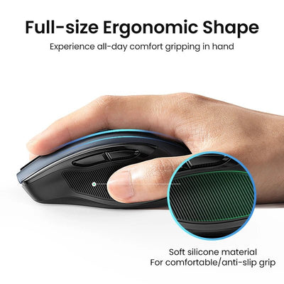 UGREEN MU006 Wireless Ergonomic Mouse – Bluetooth & 2.4G, Silent Click, Adjustable DPI - TheElecnest