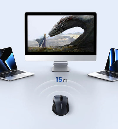UGREEN MU006 Wireless Ergonomic Mouse – Bluetooth & 2.4G, Silent Click, Adjustable DPI - TheElecnest