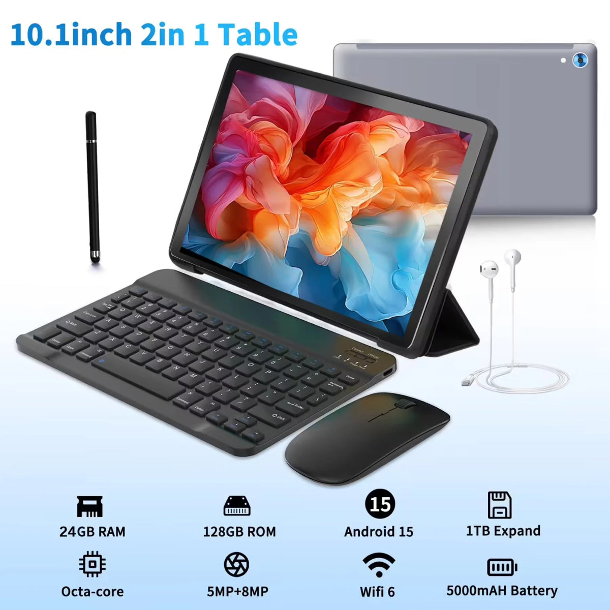 URAO 10" Android 15 Tablet – 24GB RAM, 128GB Storage, Octa - Core CPU, WiFi 6, HD Display - TheElecnest