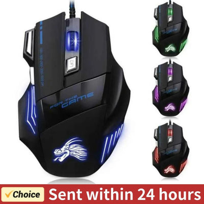 Wired Gaming Mouse – 7 Buttons, Backlit, 5500 DPI Adjustable Optical Sensor for PC Gamers - TheElecnest